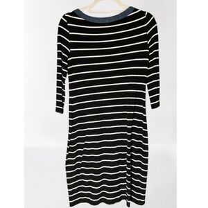 Tommy Hilfiger black and white striped body con